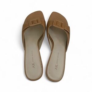 Anne Klein Brown Mules with Buckle Detail